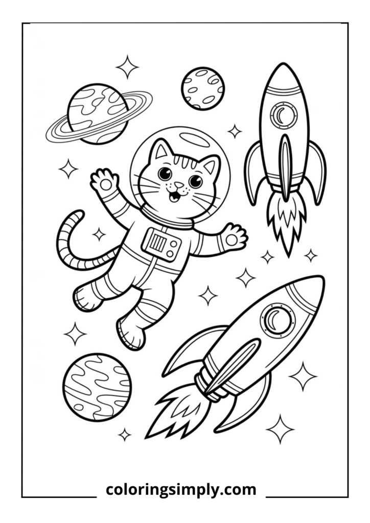 Astronaut Cat in Outer Space