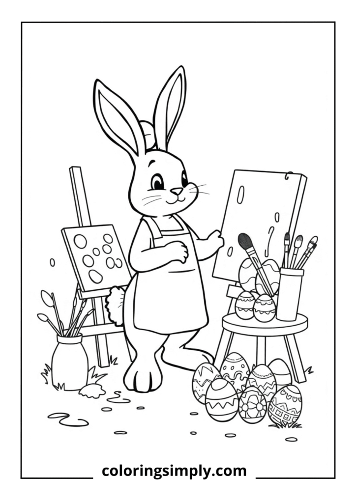Bunny Artist Painting Eggs