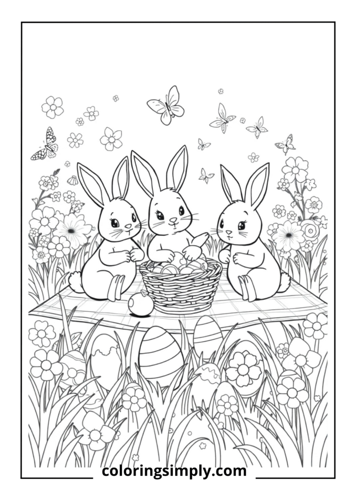 Bunny Family Picnic Scene