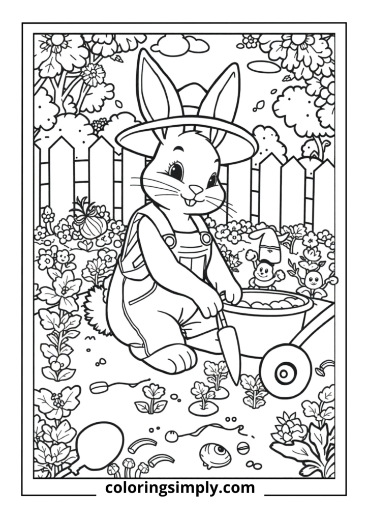 Bunny Gardener Planting Carrots