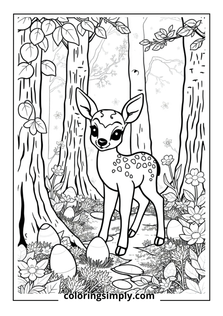 Fawn in Spring Forest