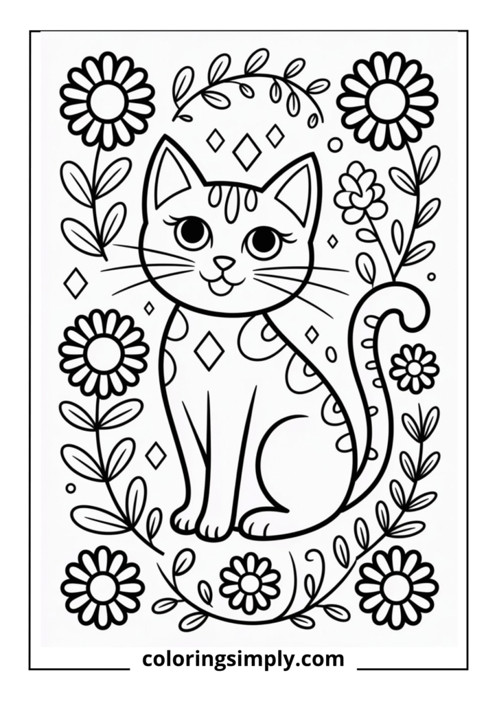 Folk Art Feline Delight