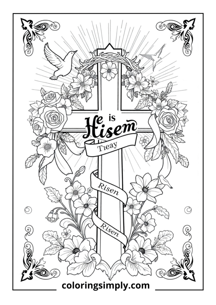 Ornate Easter Cross with Floral Crown
