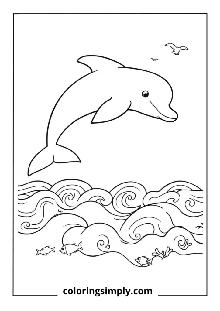 "Splash the Dolphin's Leap" - A dolphin joyfully jumping over waves
