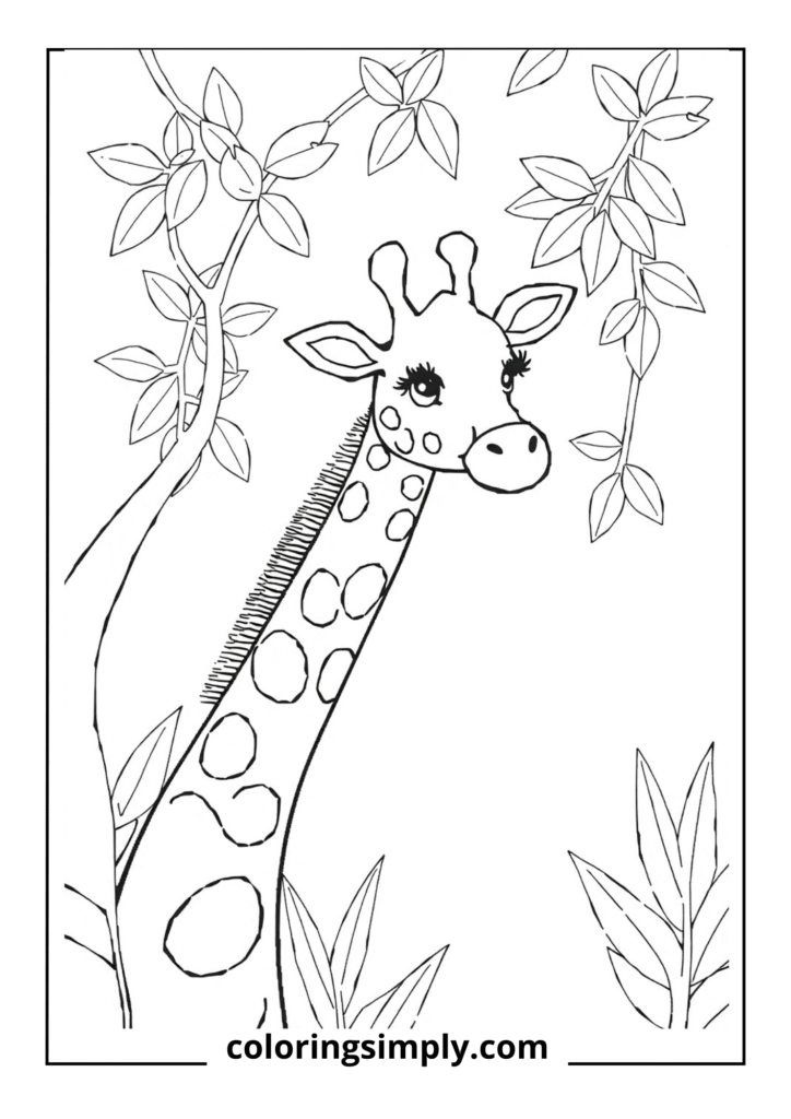 "Stretch the Tall Giraffe" - A giraffe reaching for leaves on a high branch