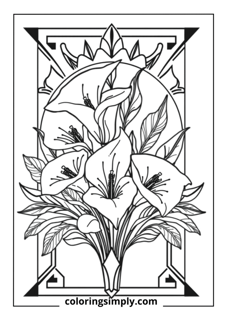Art Deco Stylized Lilies