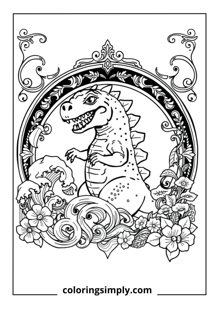Art Nouveau Godzilla Elegance
