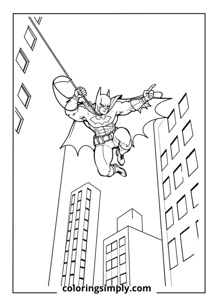 Batman Swinging on Grappling Line