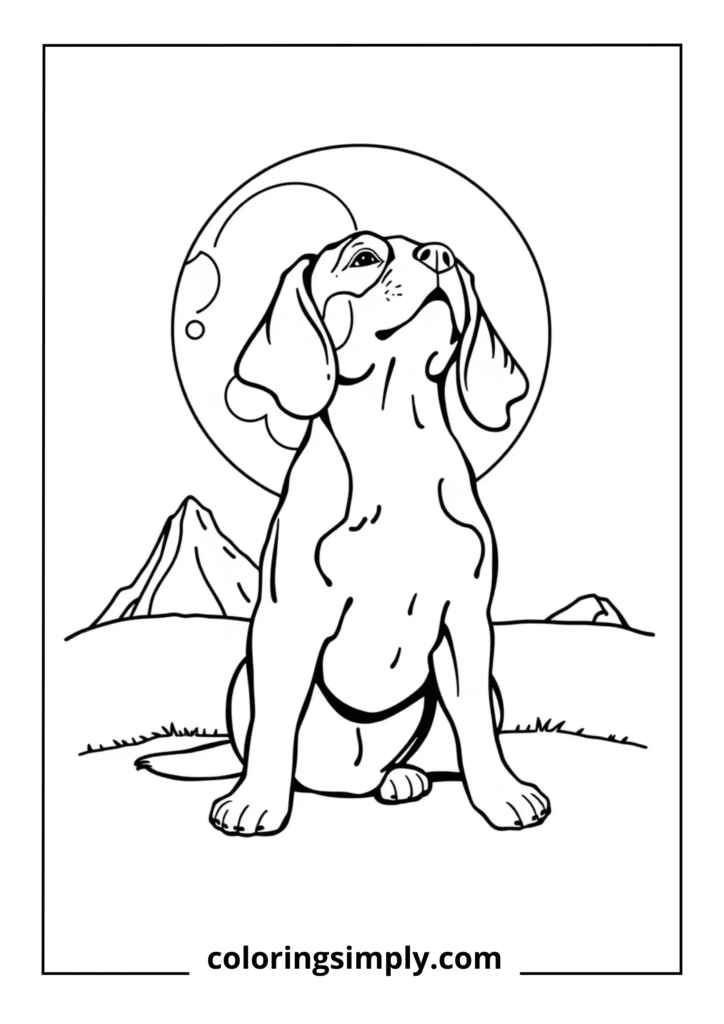 Beagle Howling at Moon