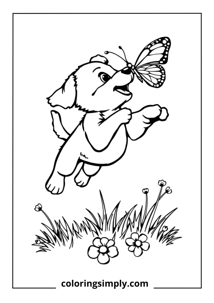 Butterfly Chase" - Playful Puppy Chasing Butterfly