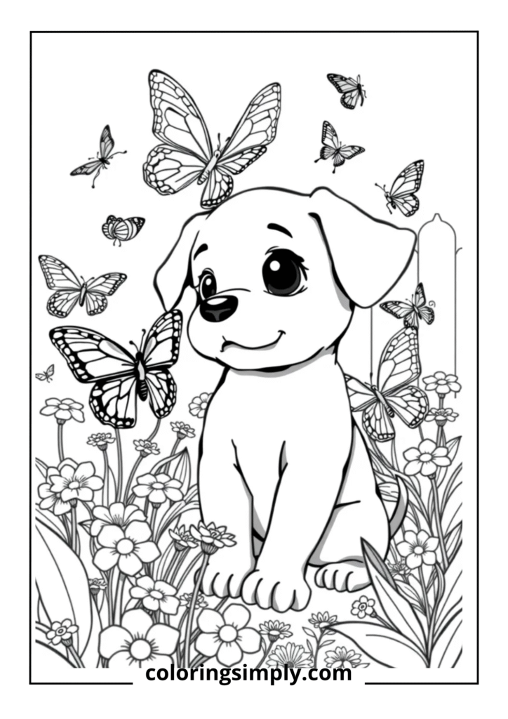 Butterfly Garden" - Puppy and Butterfly Garden
