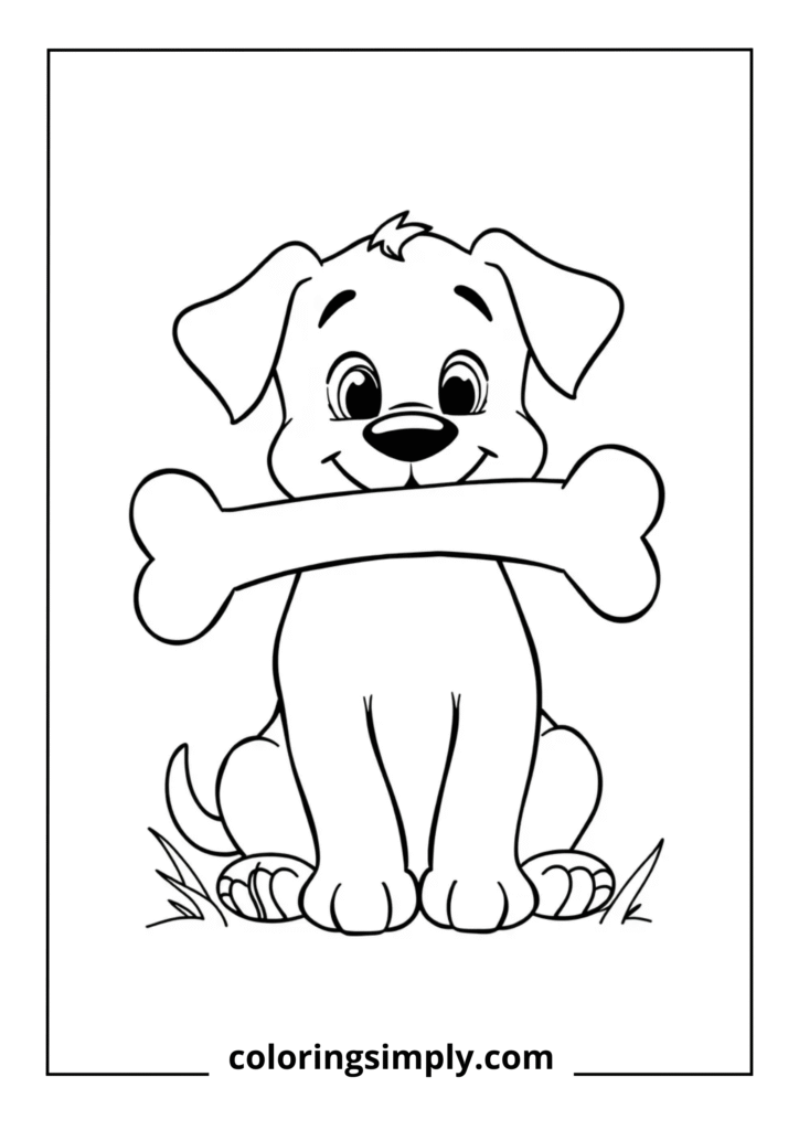 Cartoon Puppy with Bone
