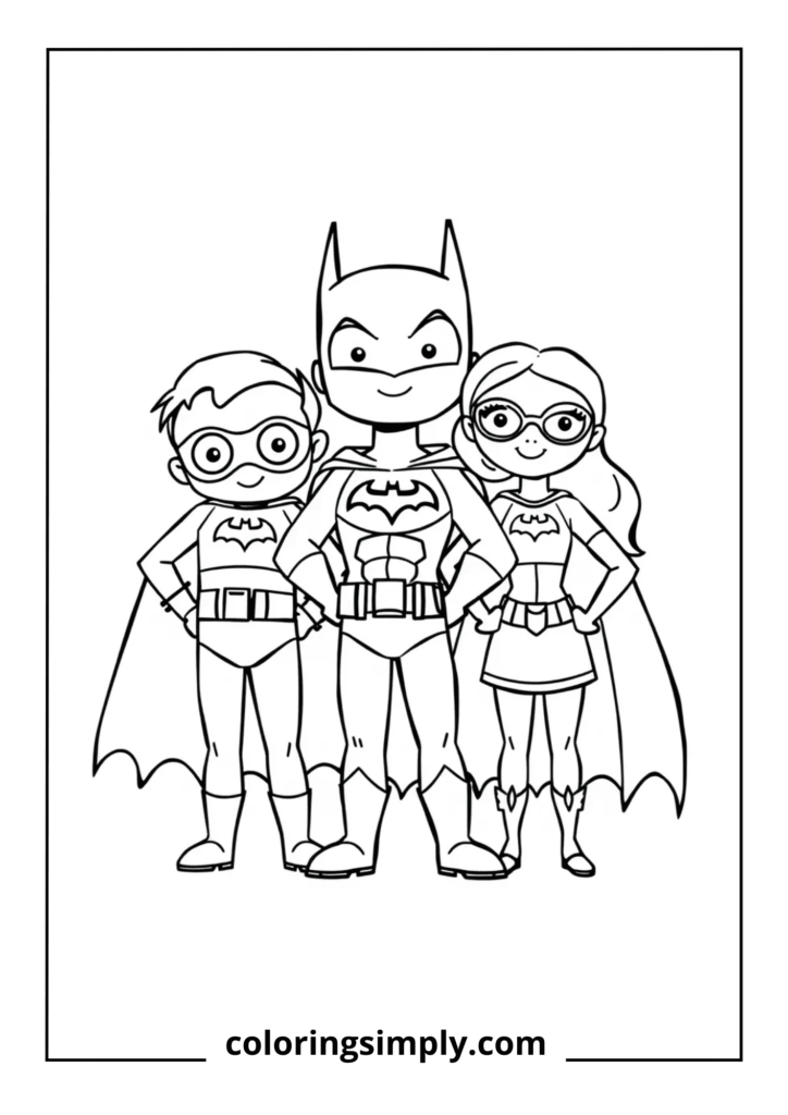 Cartoon-Style Batman Family Portrait
