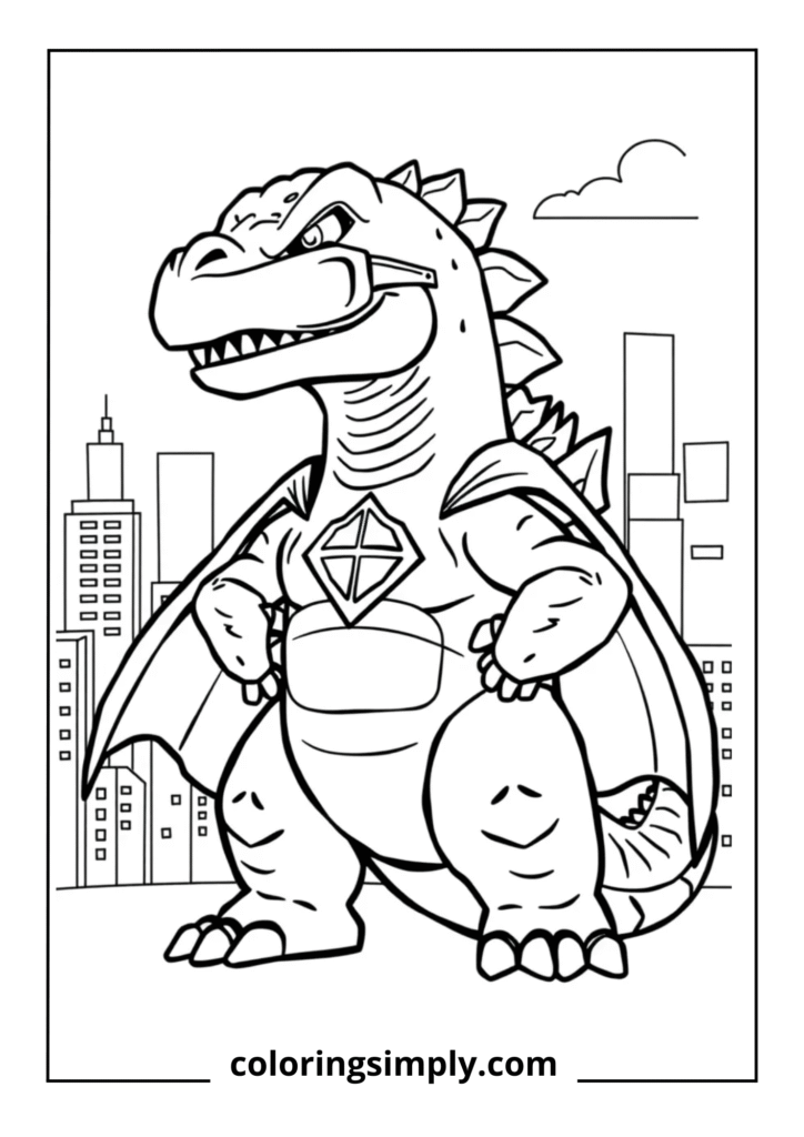 Chibi Godzilla Superhero
