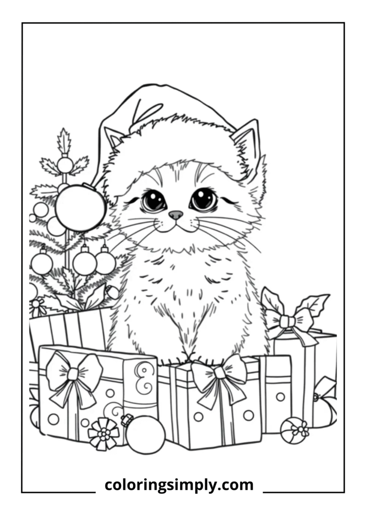 Christmas Kitten with Santa Hat