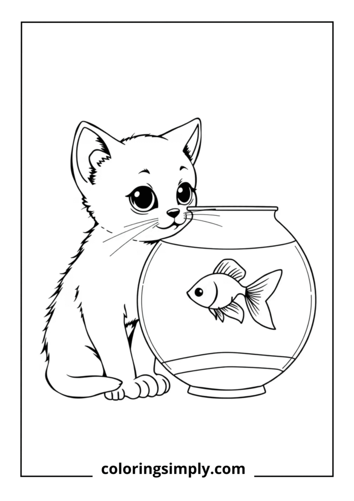 Curious Kitten with Fishbowl