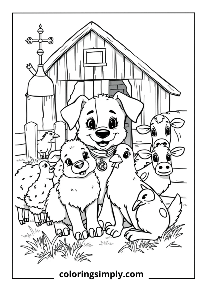 Farm Life" - Farm Puppy with Livestock