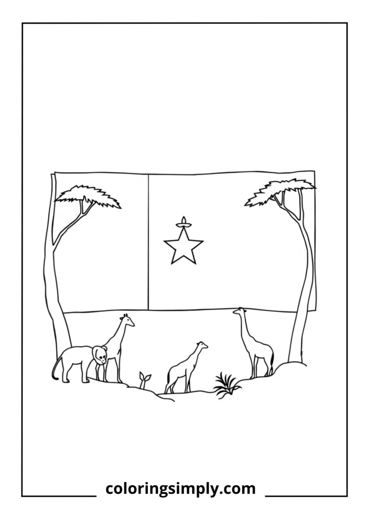 Gabon Flag Surrounded by African Wildlife