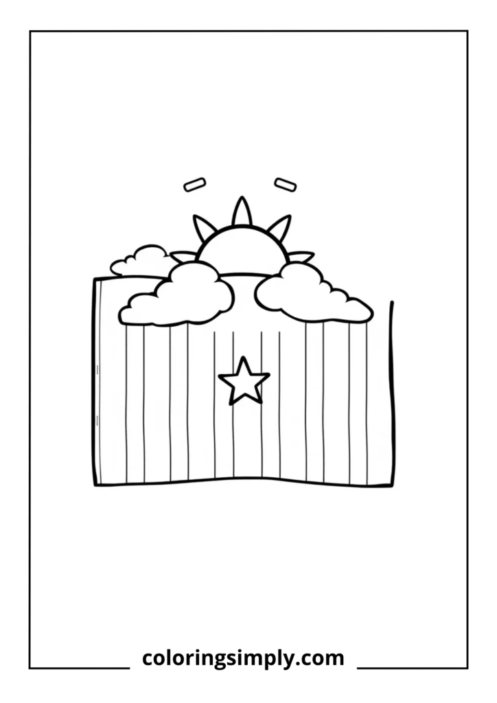 Gabon Flag with Sun and Clouds