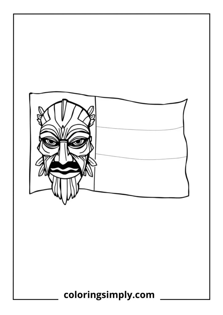 Gabon Flag with Tribal Mask Accent