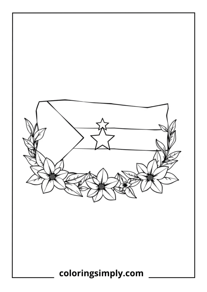 Gabon Flag with Tropical Leaf Border