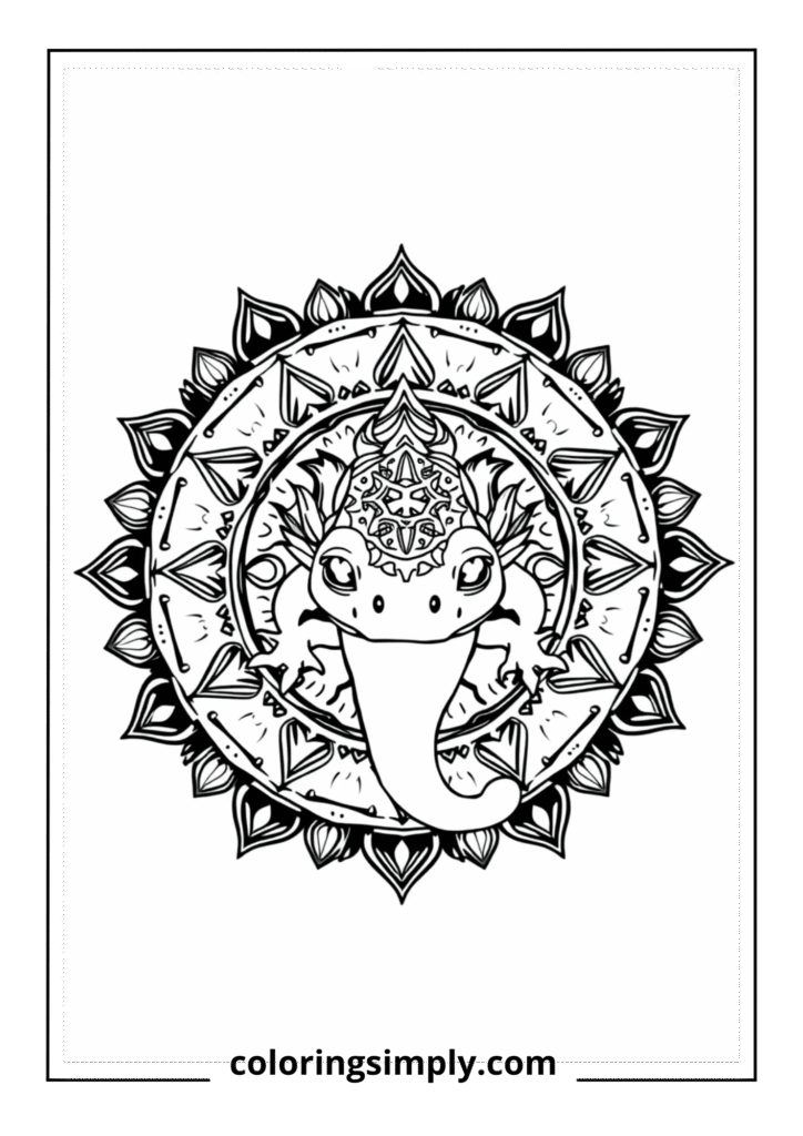 Geometric Axolotl Mandala