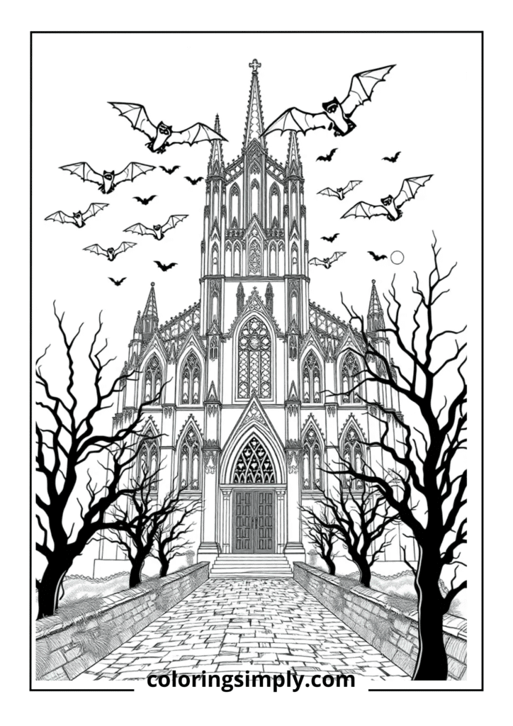 Gothic Cathedral Halloween Scene (1)