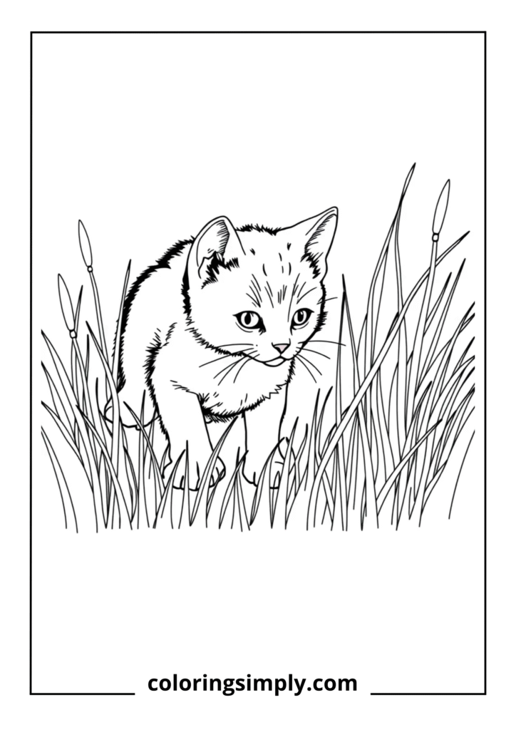 Hunting Kitten in Grass