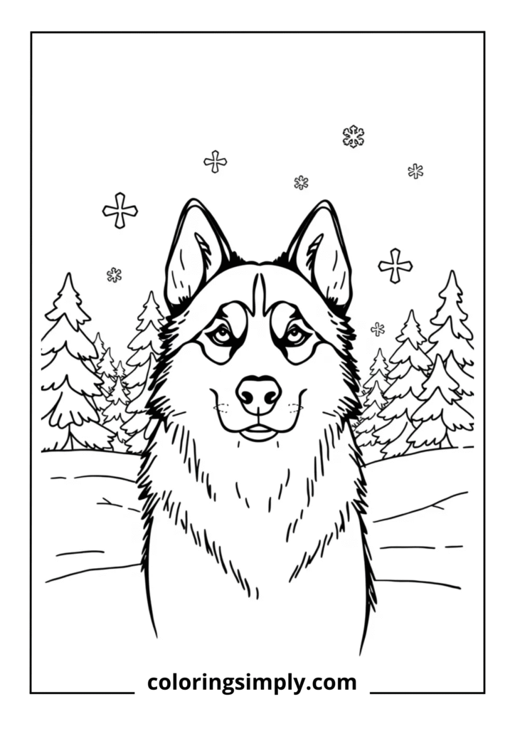 Husky in Snow Scene