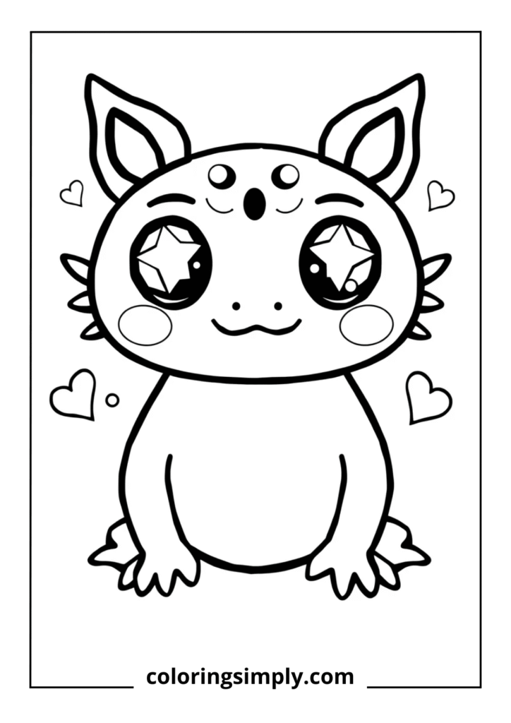 Kawaii Axolotl with Blushing Cheeks