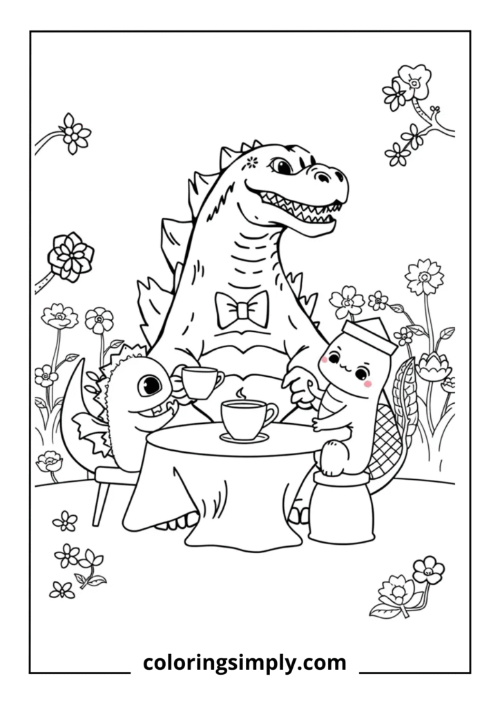 Kawaii Godzilla Tea Party
