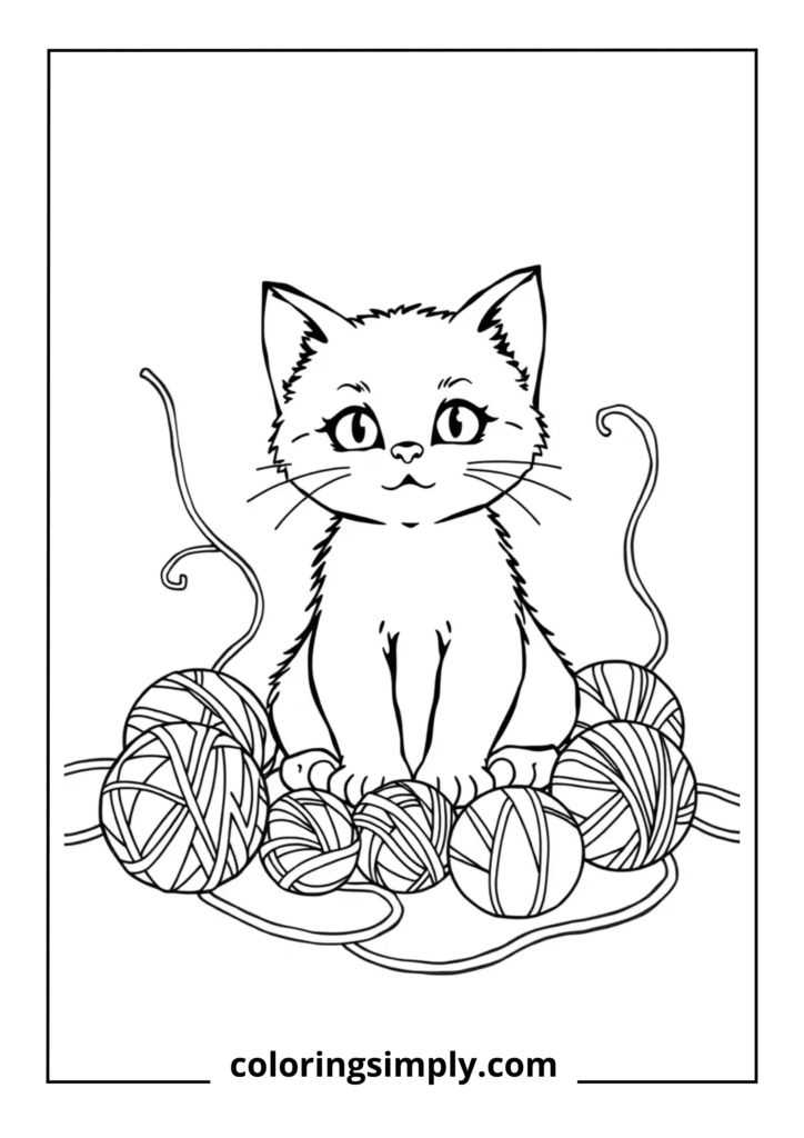 Kitten Tangled in Yarn