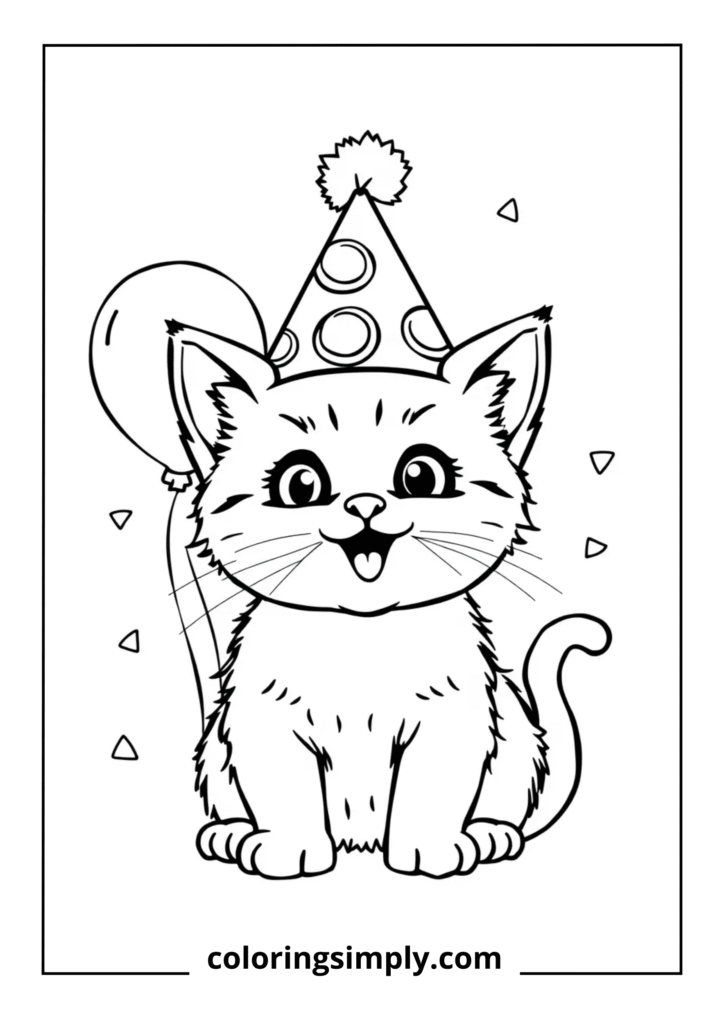 Kitten with Birthday Hat