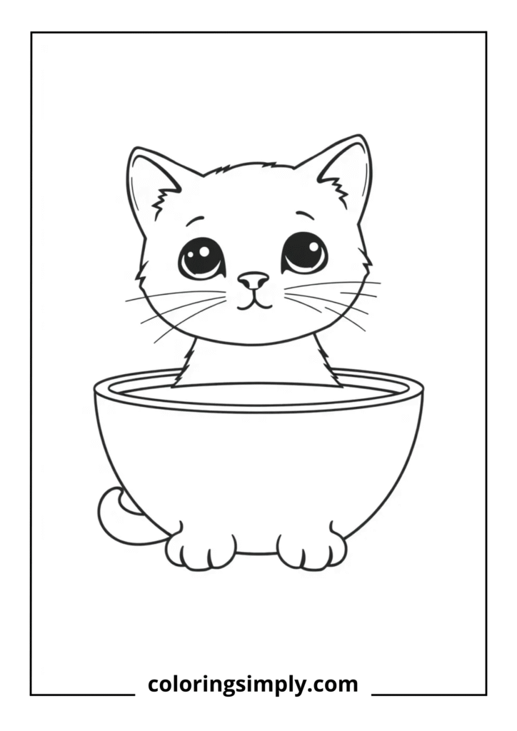 Kitten with Milk Bowl