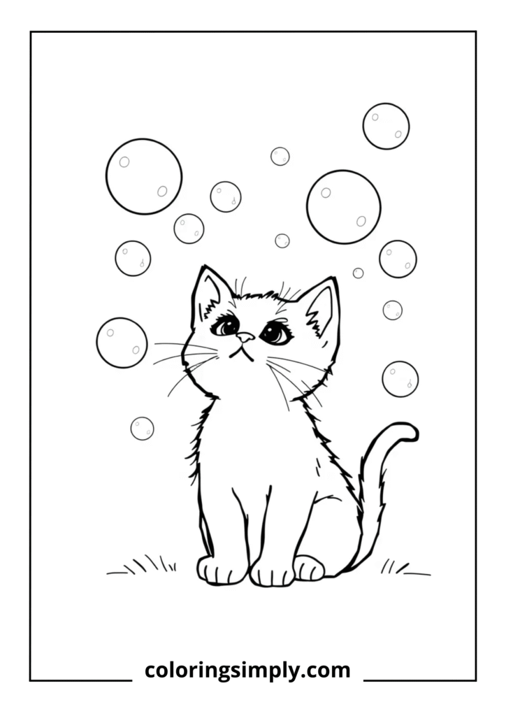 Kitten with Soap Bubbles