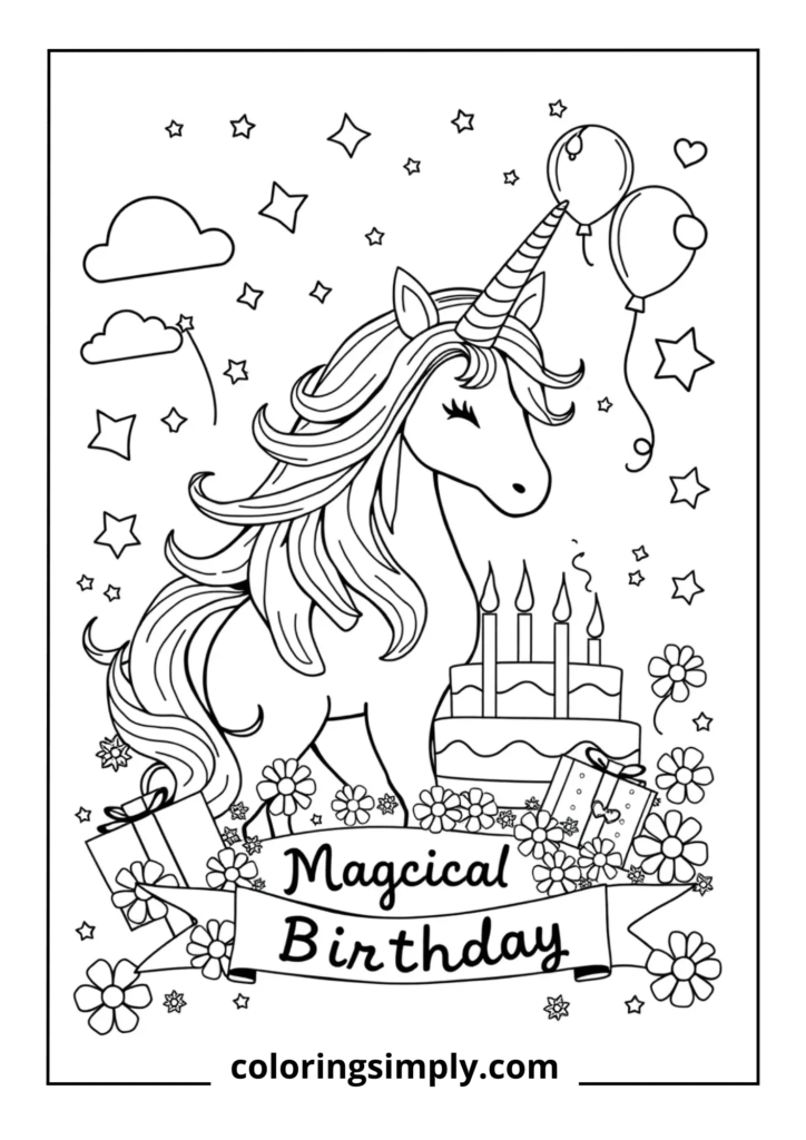 Magical Birthday Unicorn Scene