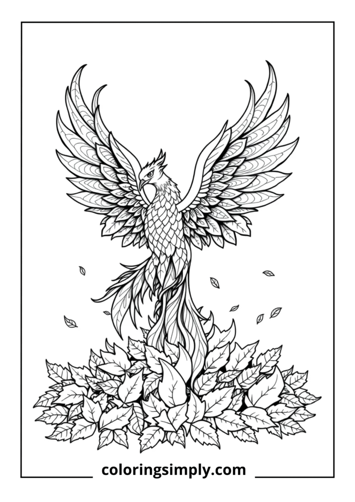 Phoenix Rising from Autumn Leaves