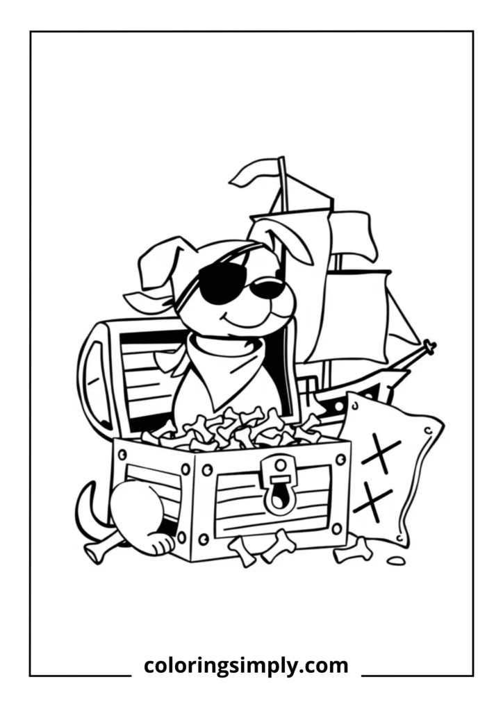 Pirate Dog with Treasure