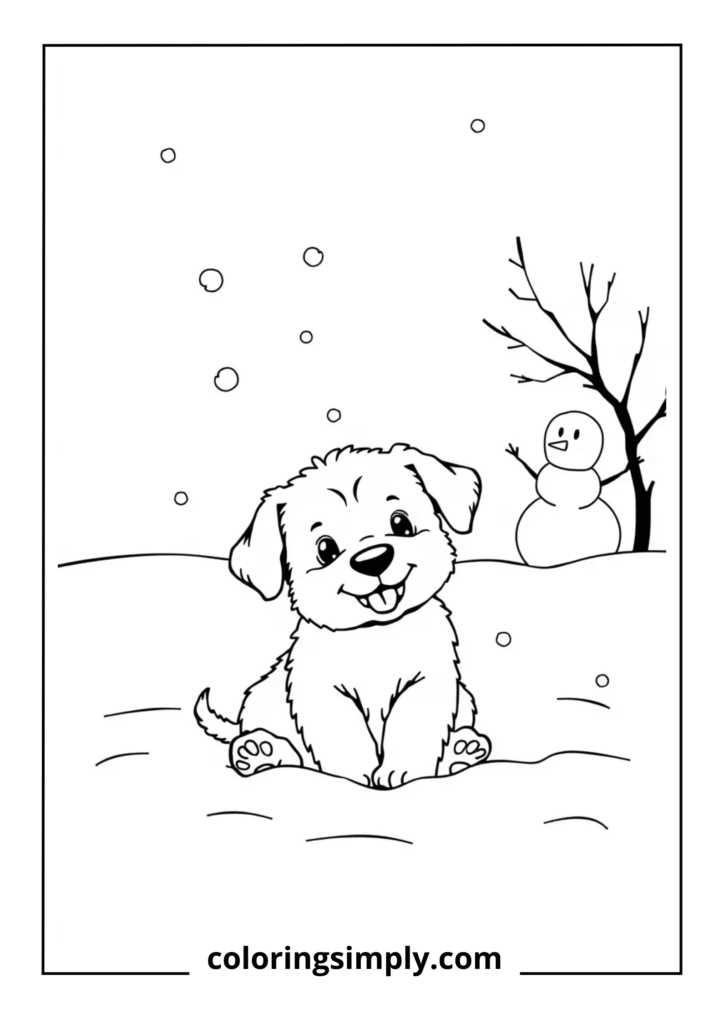 Puppy Playing in Snow