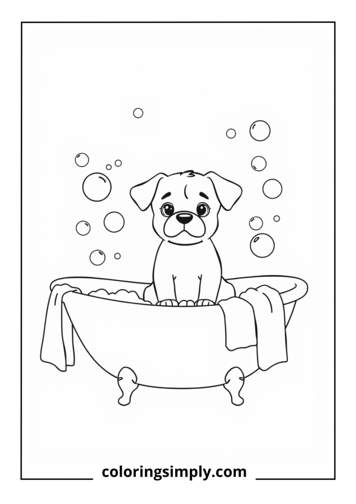 Puppy Taking a Bath