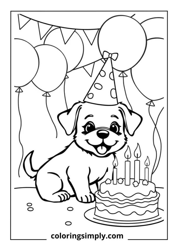 Puppy with Birthday Hat