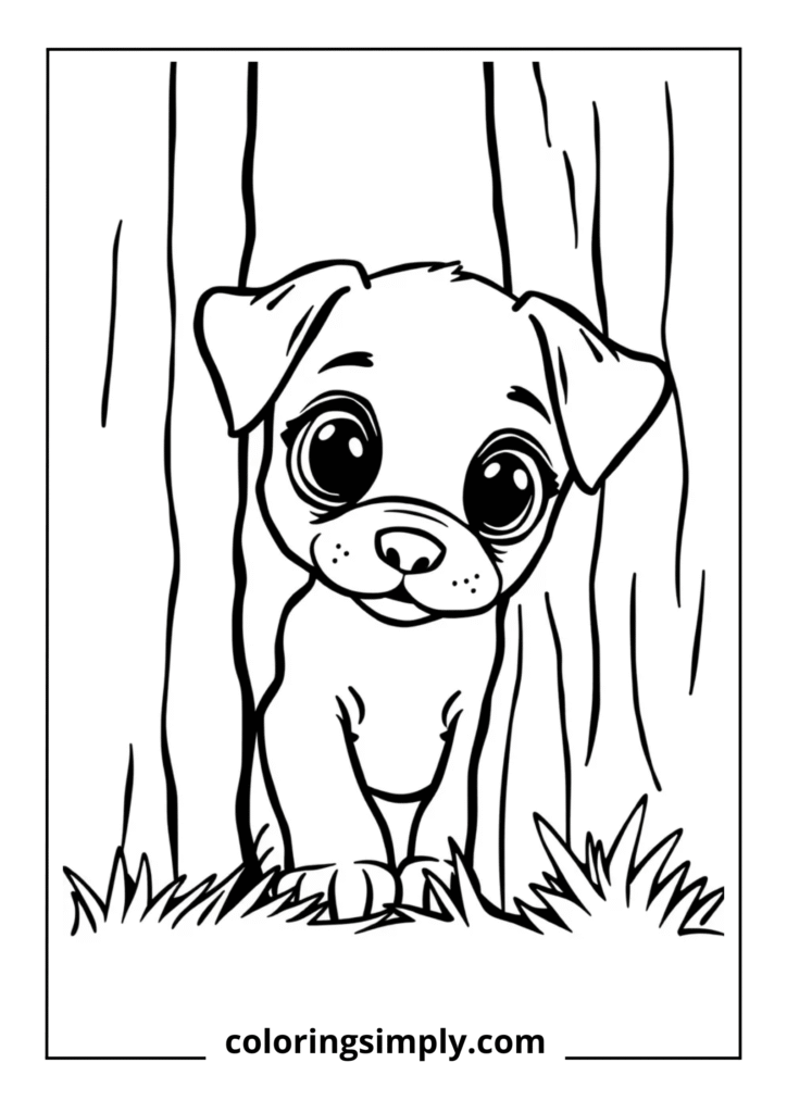 Shy Puppy Hiding