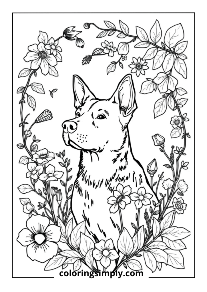Vintage Botanical Dog