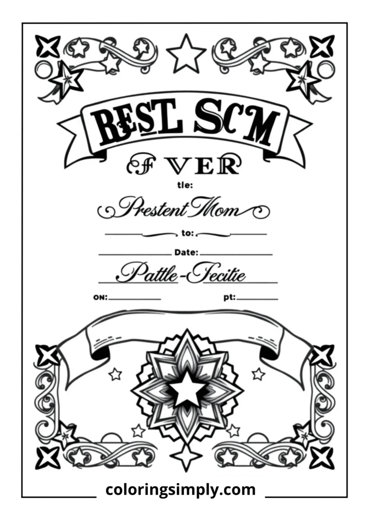 Best Mom Ever Award Certificate