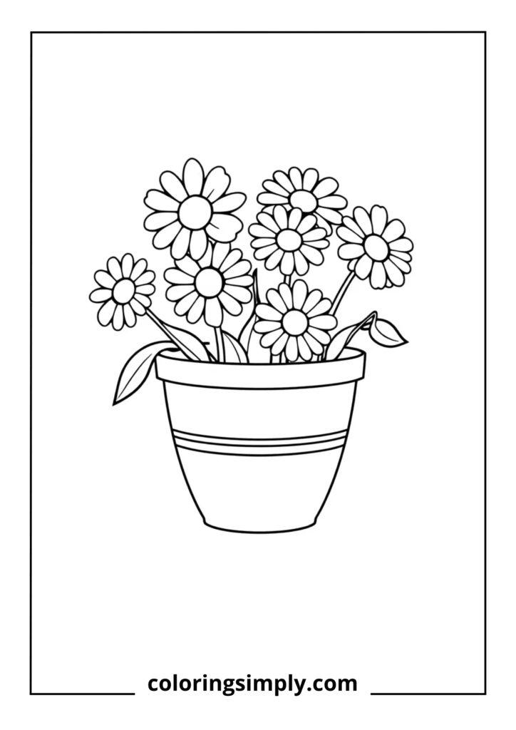 Flower Pot with Daisies