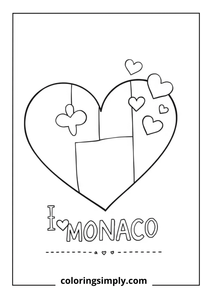 Monaco Flag Heart Shape