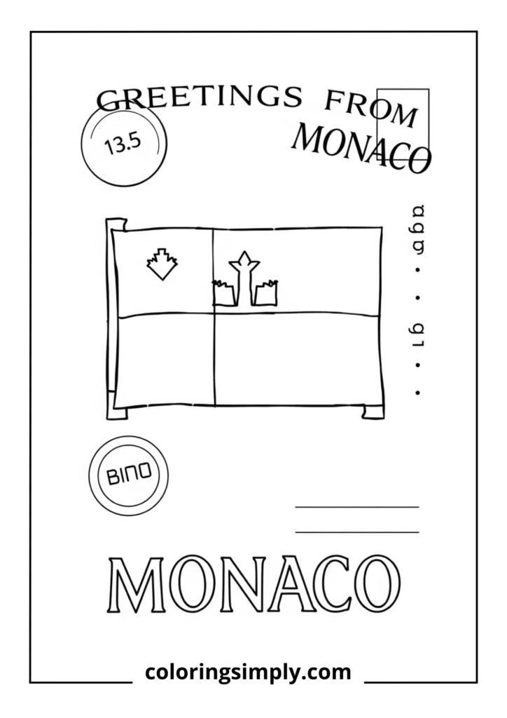 Monaco Flag Postcard Design
