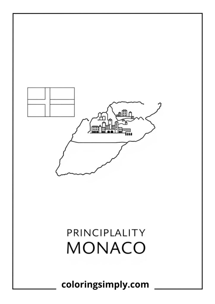 Monaco Flag with Country Silhouette