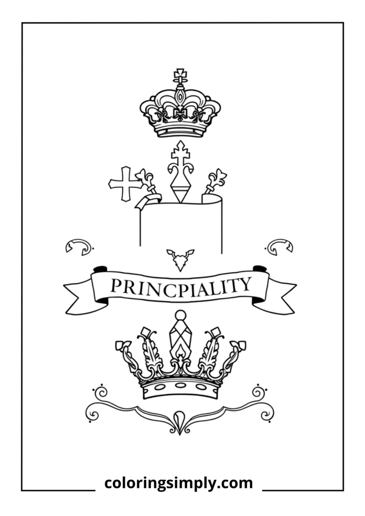Monaco Flag with Crown and Royal Elements