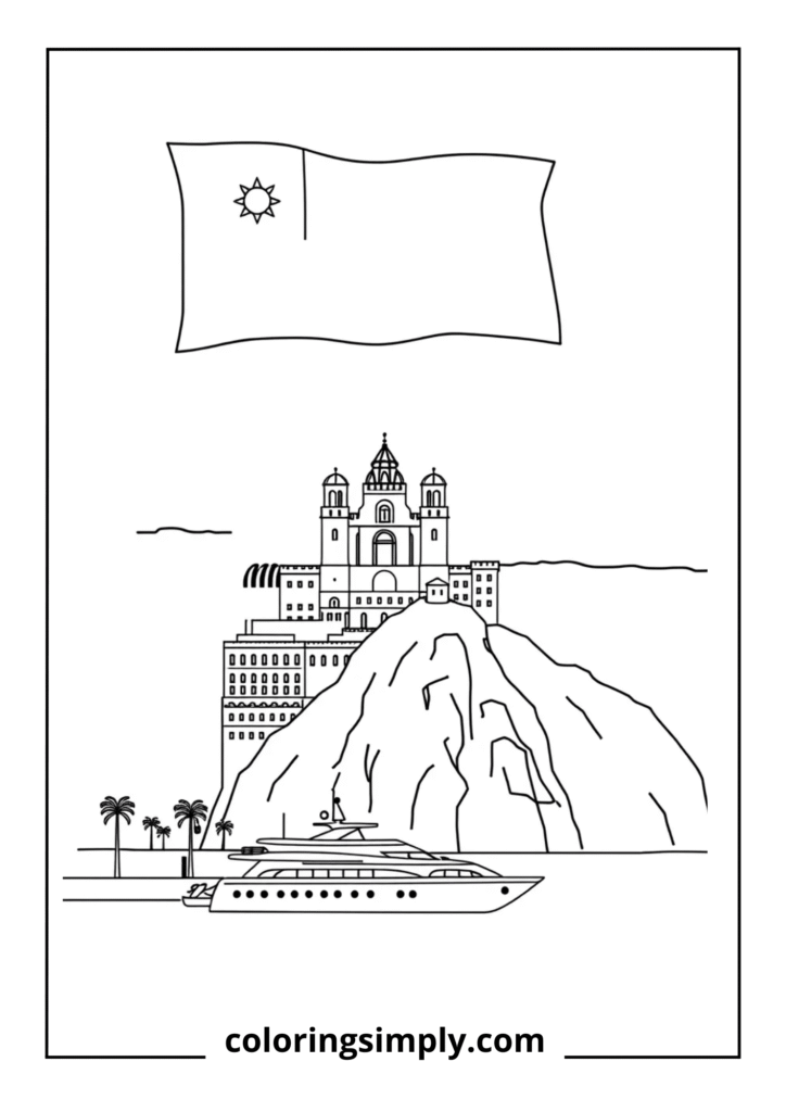 Monaco Flag with Famous Landmarks